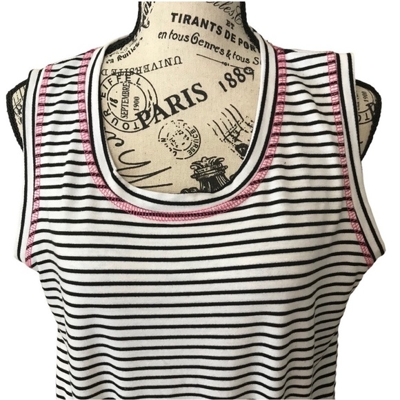 Kiwi & Punch Black White Striped Cinched Waist Sleeveless Summer Casual … - Picture 2 of 5